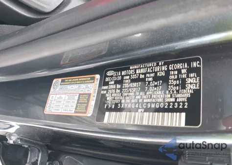 2021 Kia Sorento Lx из США, поврежденный, VIN 5XYRG4LC9MG022322